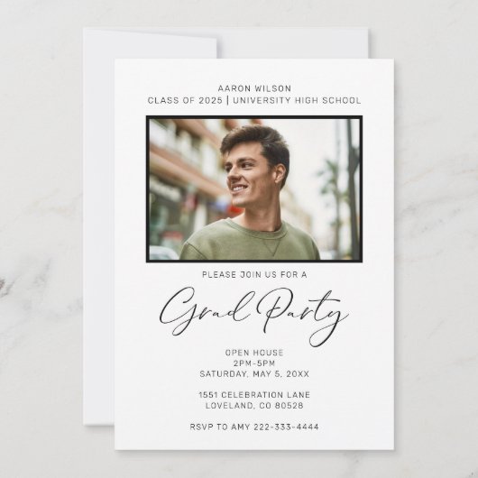 Moderne Arch Two foto afstudeerfeest Kaart (Achterkant)