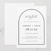 Moderne Arch Tying Knot Wedding Black & White Kaart (Voorkant / Achterkant)