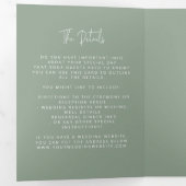 Moderne Arch Tying Knot Wedding Sage Green - gegev Drieluik Uitnodiging (Binnenzijde eerst)