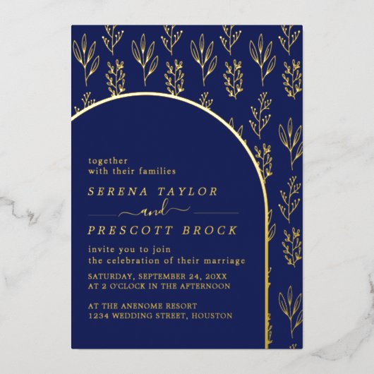 Moderne Arch Wedding Real Folie Uitnodiging (Voorkant)