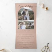 Moderne Arch | Zalm Prettige feestdagen Foto Colla Drieluik Wenskaart (Binnen)