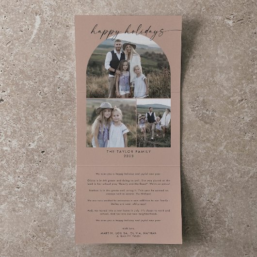 Moderne Arch | Zalm Prettige feestdagen Foto Colla Drieluik Wenskaart