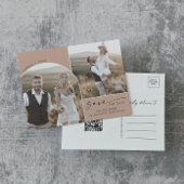 Moderne Arch | Zalm QR Code 2 Foto Opslaan Datum Uitnodiging Briefkaart