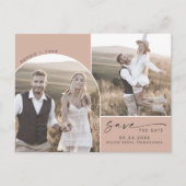 Moderne Arch | Zalm QR Code 2 Foto Opslaan Datum Uitnodiging Briefkaart (Voorkant)