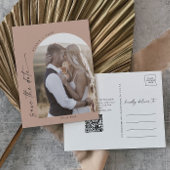 Moderne Arch | Zalm QR Code Foto opslaan Datum Uitnodiging Briefkaart