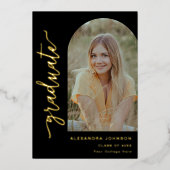 Moderne Archiefoto Elegante Gouden Script Afstuder Folie Uitnodiging (Voorkant)