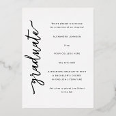 Moderne Archiefoto Elegante Gouden Script Afstuder Folie Uitnodiging (Achterkant)