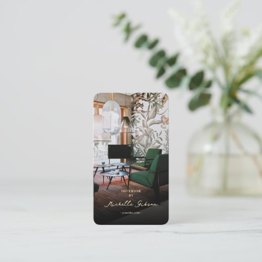 Moderne Architect Interieur Ontwerper Monogram Zwa Visitekaartje (Staand voorkant)