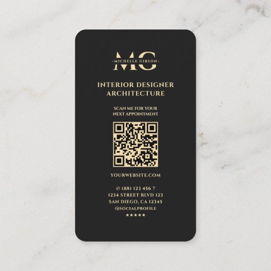 Moderne Architect Interieur Ontwerper Monogram Zwa Visitekaartje (Achterkant)