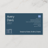 Moderne Architect Marine & Wit Minimalistische Bla Visitekaartje (Achterkant)
