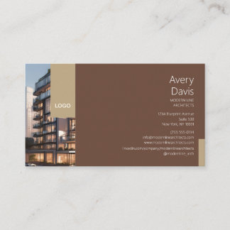 Moderne architect met foto van gebouw en logo visitekaartje