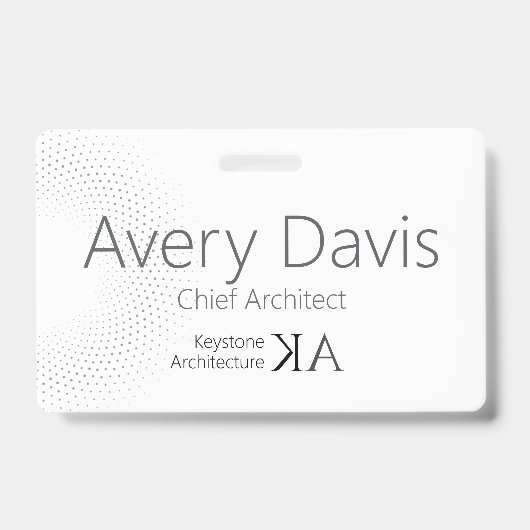 Moderne architect | Minimalistische zwart-witnaam Badge (Voorkant)
