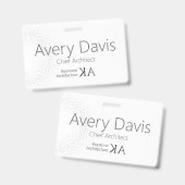 Moderne architect | Minimalistische zwart-witnaam Badge (Voor- en achterkant)