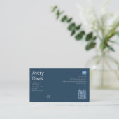Moderne architect navy & witte minimalistische blu visitekaartje (Staand voorkant)