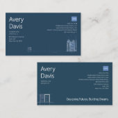 Moderne architect navy & witte minimalistische blu visitekaartje (Voorkant / Achterkant)