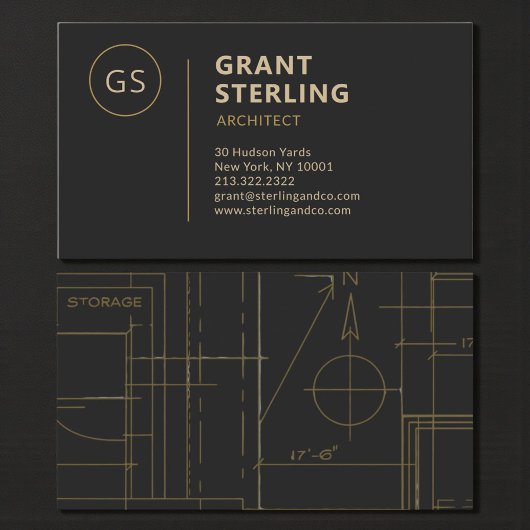 Moderne Architect Zwart Goud Visitekaartje