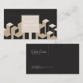 Moderne architectonische 3D-blokken zwart en beige Visitekaartje (Voorkant / Achterkant)