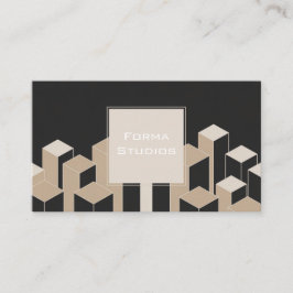 Moderne architectonische 3D-blokken zwart en beige Visitekaartje
