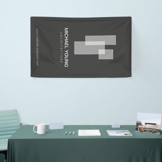 Moderne architectonische blokken Logo wit/grijs Spandoek (Beurs)