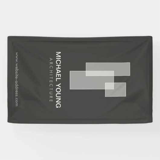 Moderne architectonische blokken Logo wit/grijs Spandoek (Horizontaal)