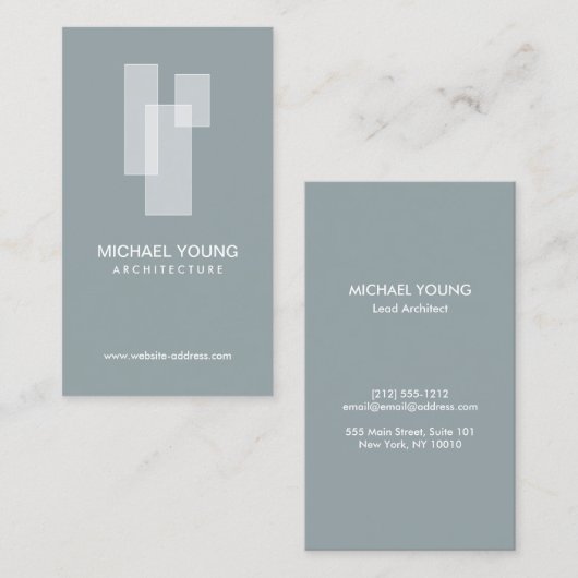 Moderne architectonische blokken Logo wit/leisteen Visitekaartje (Voorkant / Achterkant)
