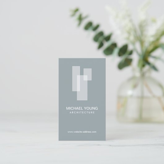 Moderne architectonische blokken Logo wit/leisteen Visitekaartje (Staand voorkant)