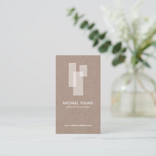 Moderne architectonische blokken Logo Wit/Tan Visitekaartje (Staand voorkant)