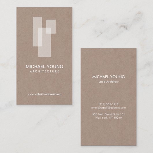 Moderne architectonische blokken Logo Wit/Tan Visitekaartje (Voorkant / Achterkant)