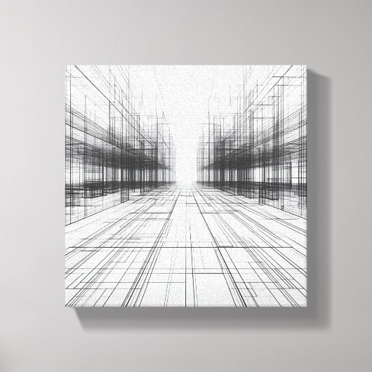 Moderne architectonische draadframekunst - Abstrac Canvas Afdruk (Voorkant)