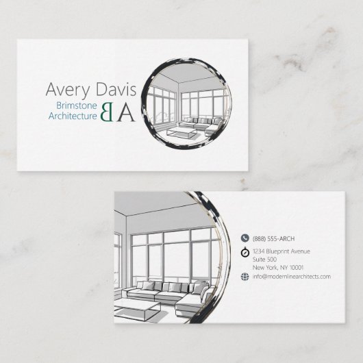 Moderne architectonische schets monogram visitekaartje (Voorkant / Achterkant)