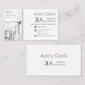 Moderne Architectural Engineer Blauwdruk Schets Visitekaartje (Voorkant / Achterkant)