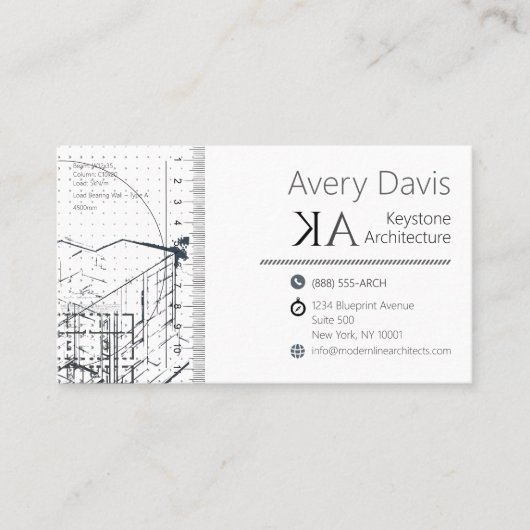 Moderne Architectural Engineer Blauwdruk Schets Visitekaartje (Voorkant)