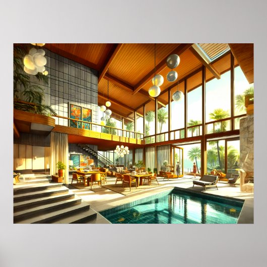 Moderne architecturale interieurresort uit de midd poster (Voorkant)