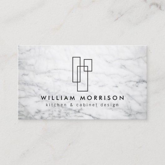 Moderne architecturale Logo op wit marmer Visitekaartje (Voorkant)
