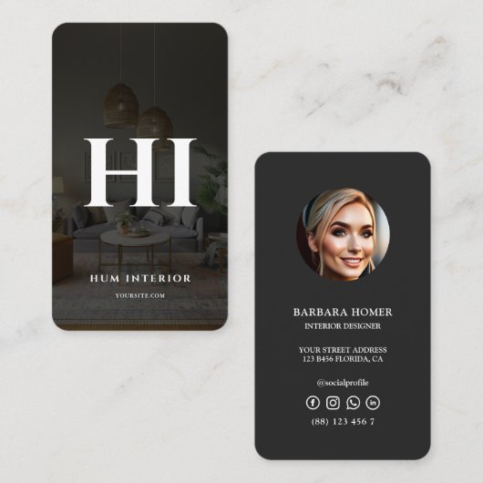 Moderne architectuur van Monogram interieur ontwer Visitekaartje (Voorkant / Achterkant)