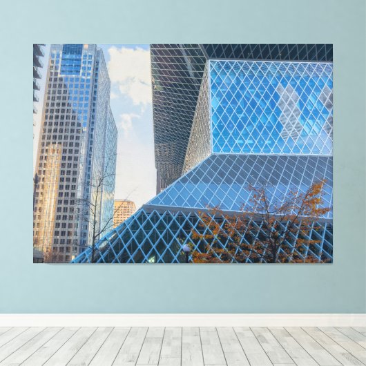 Moderne architectuur van Seattle Canvas Afdruk (Insitu (Houten vloer))