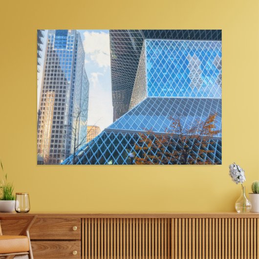 Moderne architectuur van Seattle Canvas Afdruk (Insitu (Woonkamer))