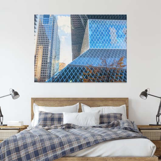 Moderne architectuur van Seattle Canvas Afdruk (Insitu (Slaapkamer))