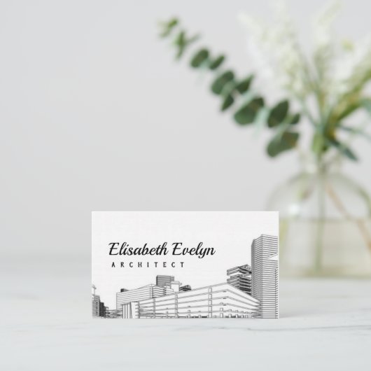 Moderne architectuur wireframe visitekaartje (Staand voorkant)