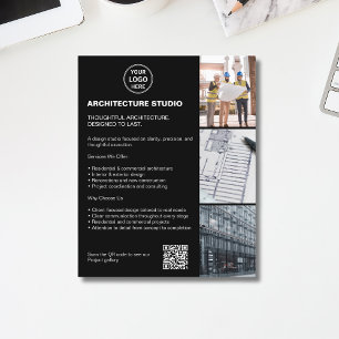 Moderne Architectuur Zakelijke Foto Logo QR Zwart Flyer