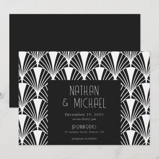 Moderne Ard Deco Black en White Kaart (Voorkant / Achterkant)