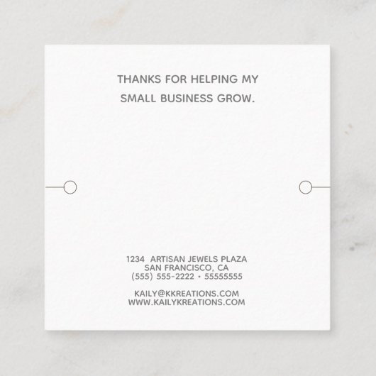 Moderne armband display wit vierkant vierkante visitekaartje (Achterkant)