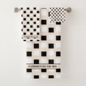 Moderne armhouse Beige Black Bath Towel set Bad Handdoek (Insitu)