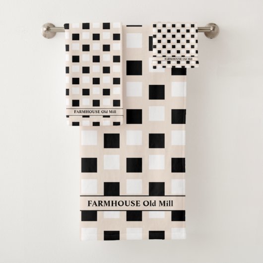 Moderne armhouse Beige Black Bath Towel set Bad Handdoek (Insitu)