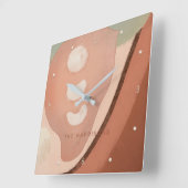 Moderne Art Abstract Organic 60s Retro Familienaam Vierkante Klok (Hoek)