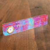 Moderne Art Acrylplaat met klok Naambordje (Zijkant)