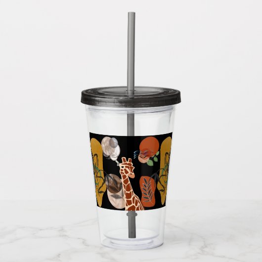 Moderne Art Boho Bohemian Animals Giraffe Abstract Acryl Drinkbeker (Voorkant)