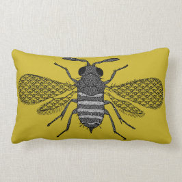 Moderne Art Bumble Bee Print Cushion - Mosterd Kussen