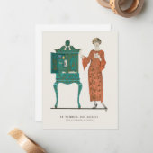 Moderne Art Deco 1920s Grote Gatsby-Mode Notitiekaartje (Voorkant / Achterkant in situ)