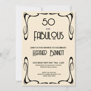 Moderne Art Deco 50 en Fantastische Verjaardag Kaart